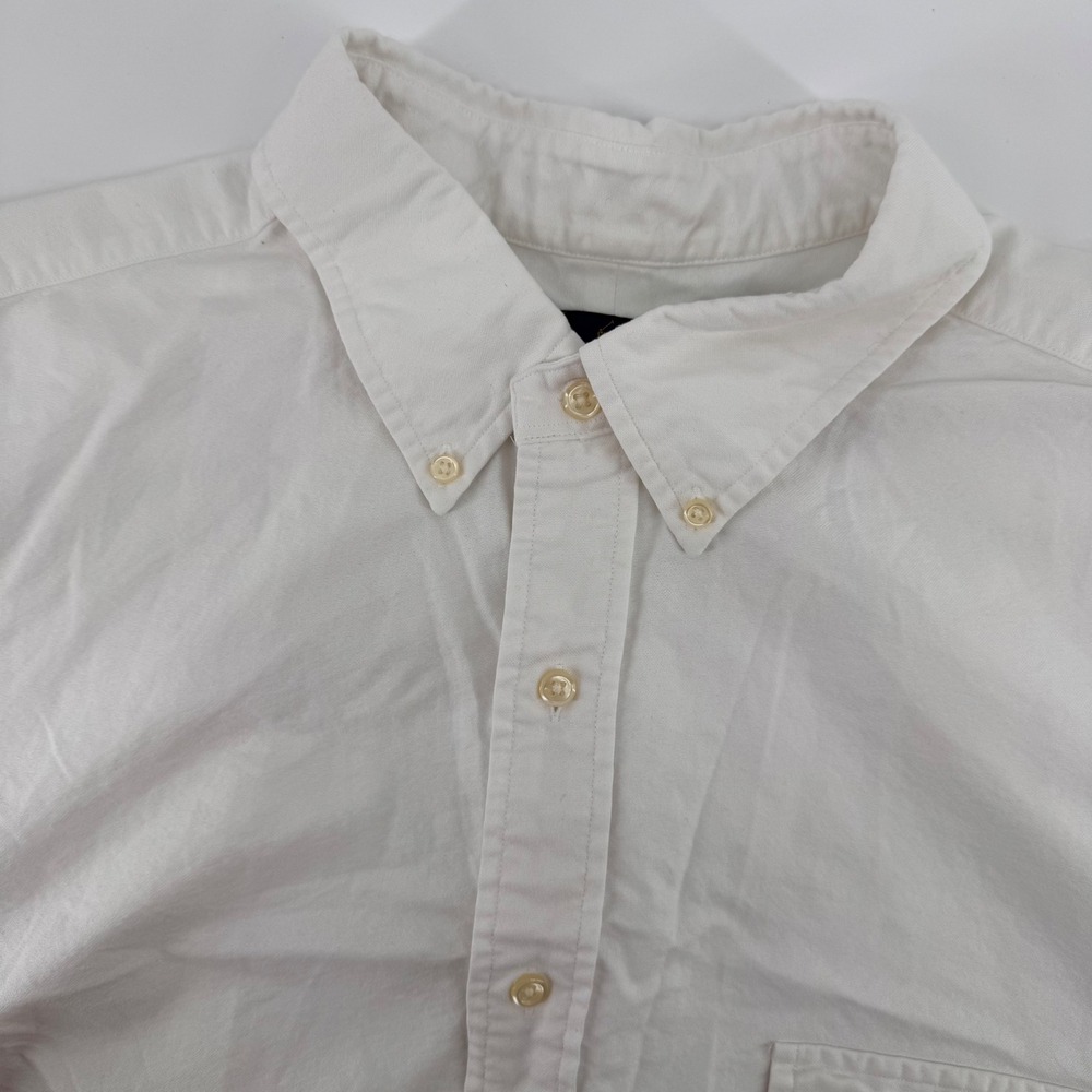 Ralph Lauren Button Front Shirt Men 2XLT White American Flag Short Sleeve Oxford